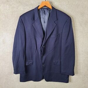 Jones New York Jacket Mens 46L Blue Blazer‎ Wool 3 Button Suit Coat Navy